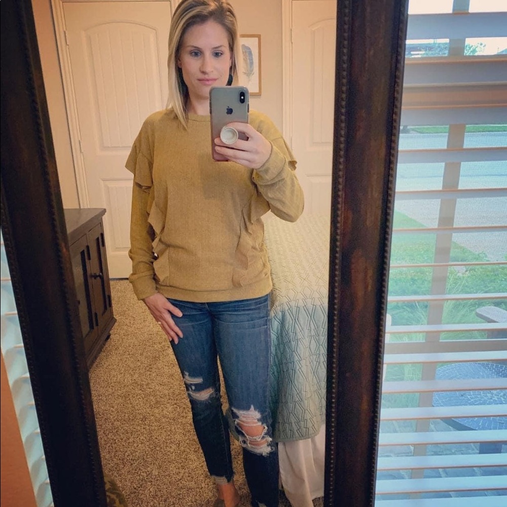 [143 Story] Mustard Ruffle Top - Picture 2 of 3
